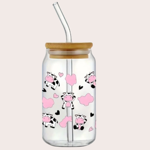 Dancing Cow Glass Can