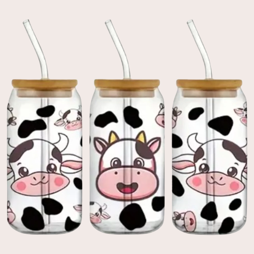Floting Cow Heads Glass Can